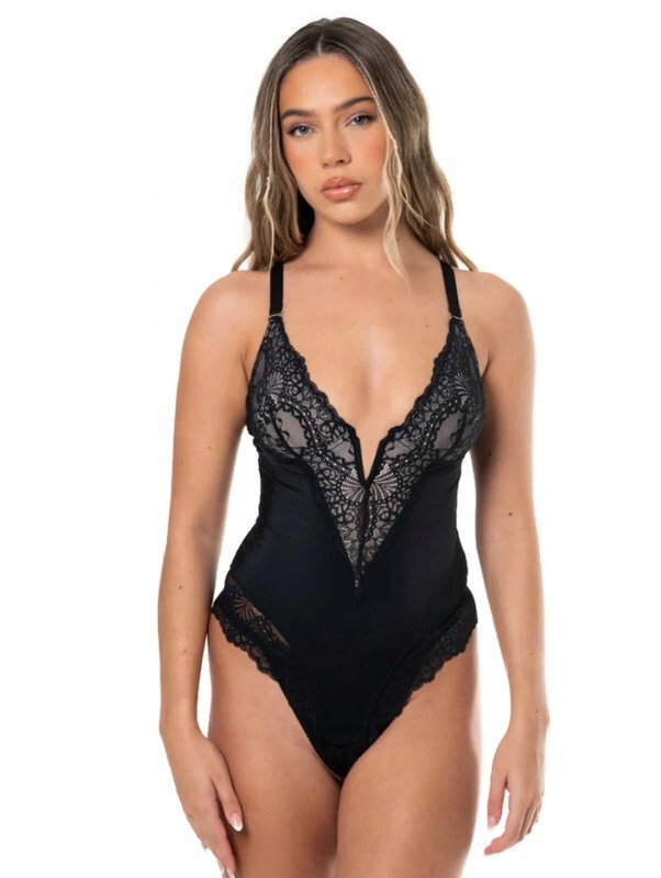 Body damskie Heyshape czarne z koronką L