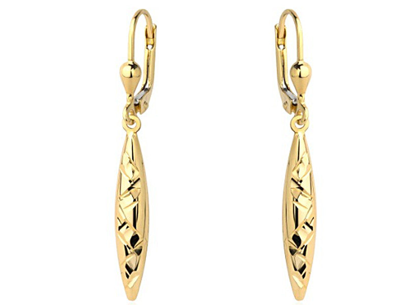 Złote kolczyki wiszące 585 sople diamentowane