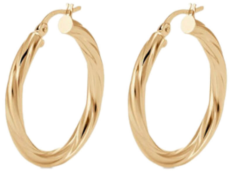 Kolczyki GUESS pozłacane skręcane kółeczka angielskie TORCHON SUPER LIGHT HOOPS 35mm