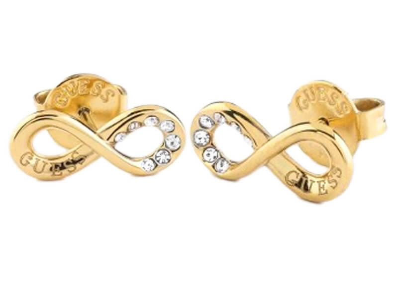 Kolczyki GUESS znak nieskończoności z cyrkoniami na sztyft INFINITY STUDS