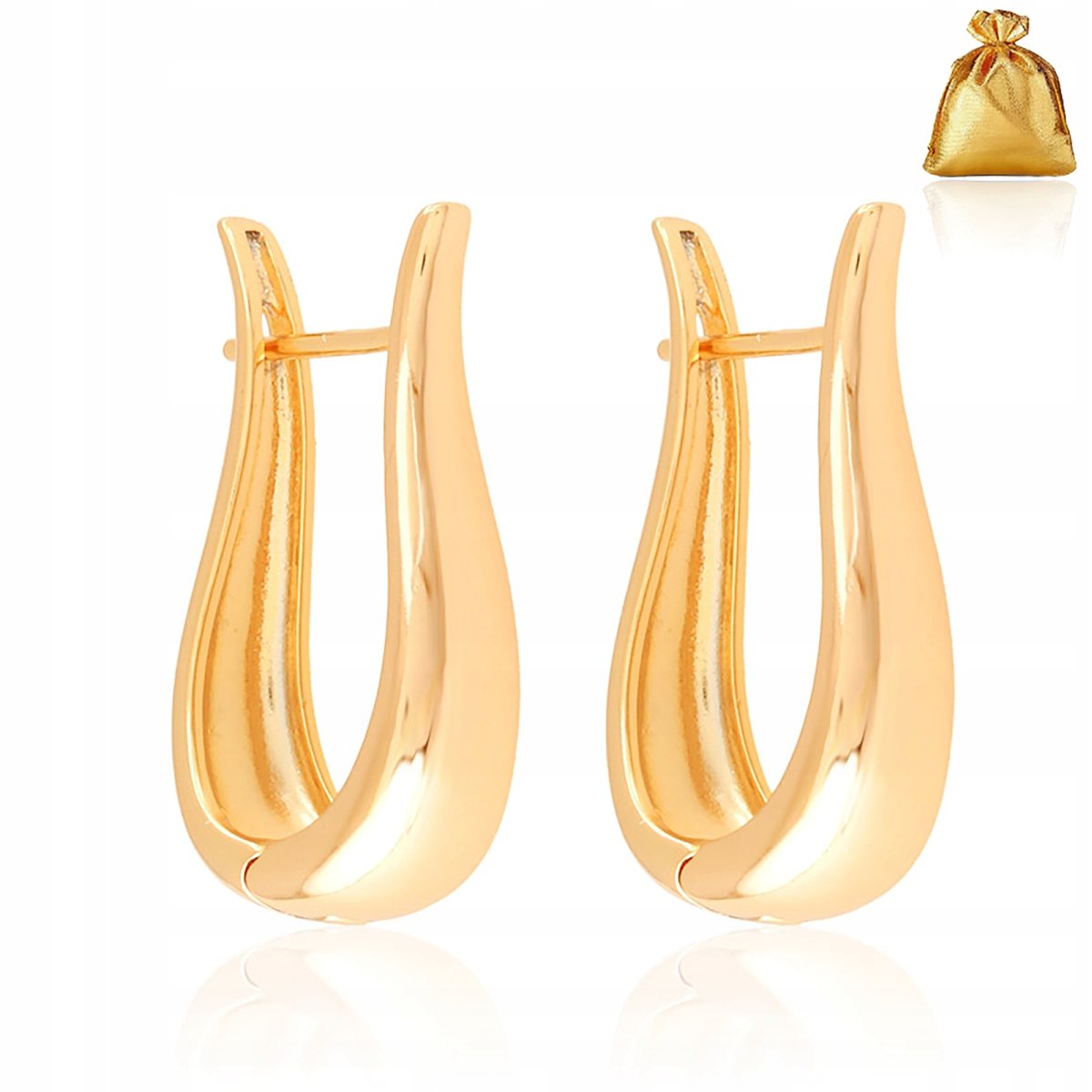 ZŁOTE KOLCZYKI ZE STALI CHIRURGICZNEJ ZAPIĘCIE ANGIELSKIE KLASYCZNE WISZĄCE