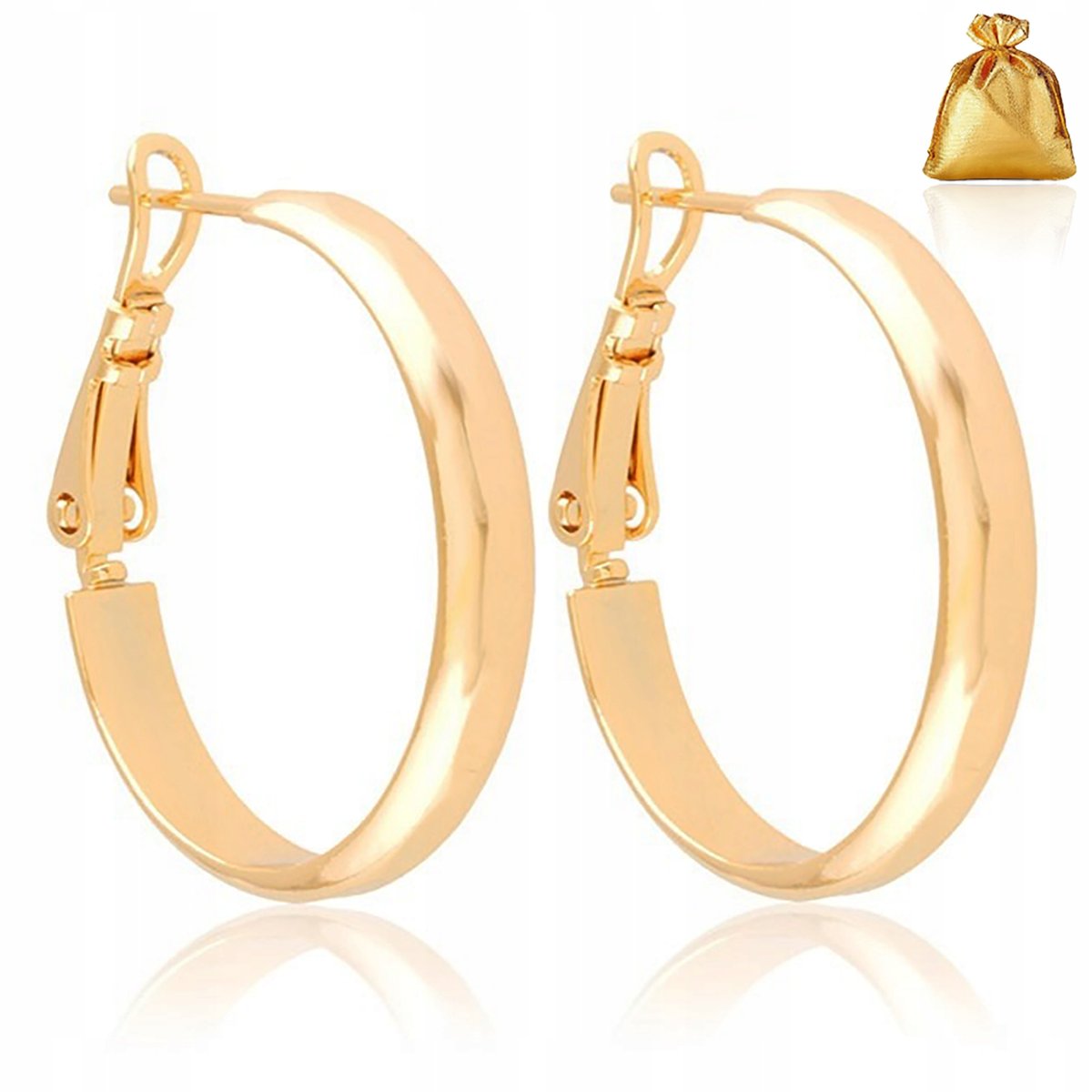 PIĘKNE POZŁACANE KOLCZYKI DAMSKIE ZŁOTE ZE STALI CHIRUGICZNEJ KÓŁKA 2.5 CM