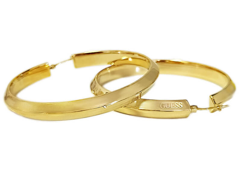 Kolczyki GUESS duże efektowne koła 60mm z cyrkonią i logo TRIANGLE SUPERLIGHT