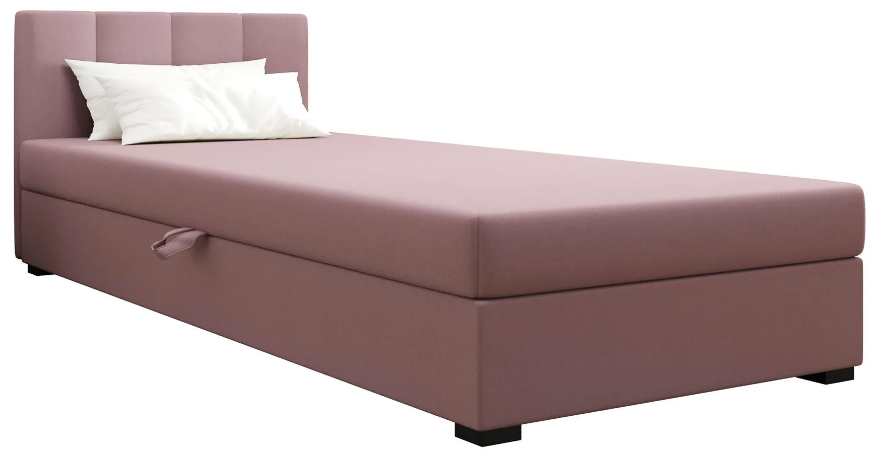 Różowy pojedyncze łóżko tapicerowane z zagłówkiem 110x195 cm N5-D42