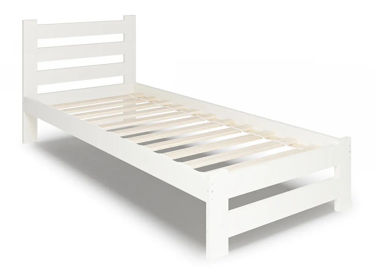 Białe pojedyncze łóżko z drewna sosnowego 90x200 D4-P41