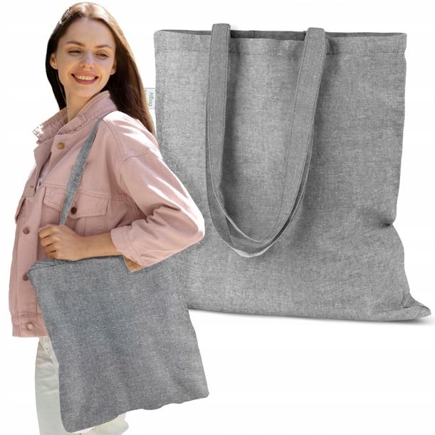 ﻿Torba BAWEŁNIANA 38x42 cm MELANŻ RECYKLING Torba Zakupowa z RECYKLINGU 145g