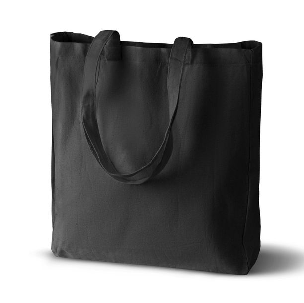 CZARNA TORBA ZAKUPOWA 38x8x8x42 cm GRUBA 145g DNO BOKI Pojemna Ekologiczna