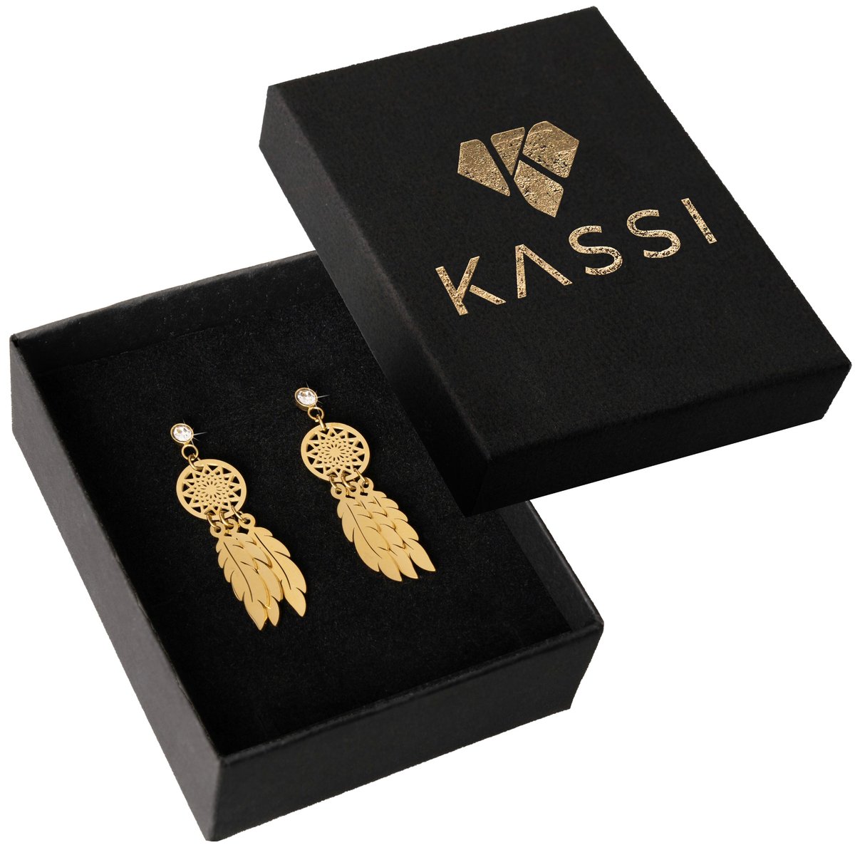 Kolczyki wiszące Rozeta stal chirurgiczna stali pozłacane łapacze snów