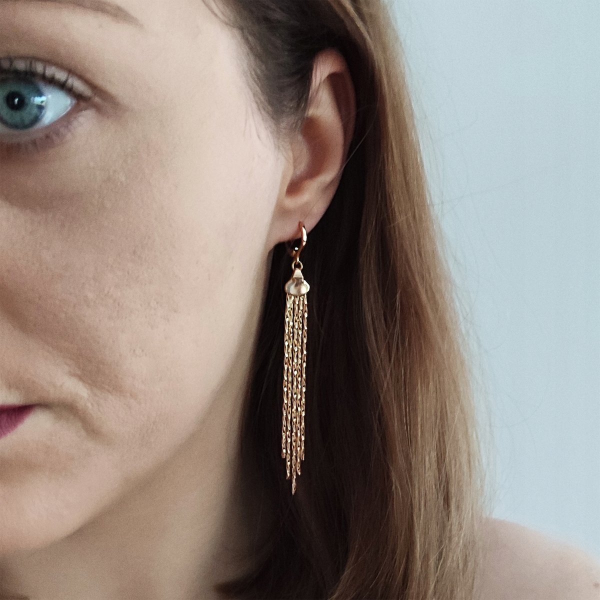 ZŁOTE KOLCZYKI CHWOSTY PIĘKNE DŁUGIE WISZĄCE 18K PREZENT DLA PRZYJACIÓŁKI