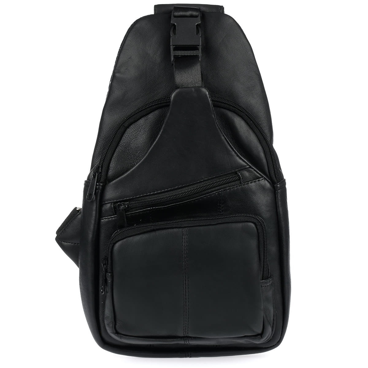 Plecak crossbody ze skóry naturalnej -czarny