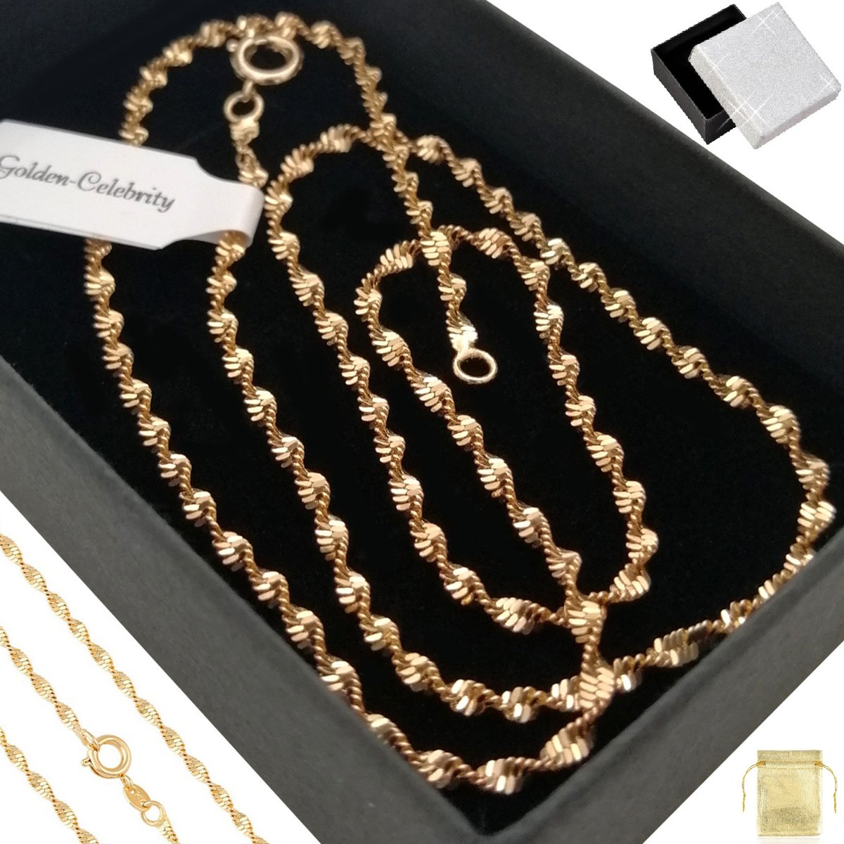 ZŁOTY ŁAŃCUSZEK SINGAPUR 60 CM 18 KARATÓW PREZENT