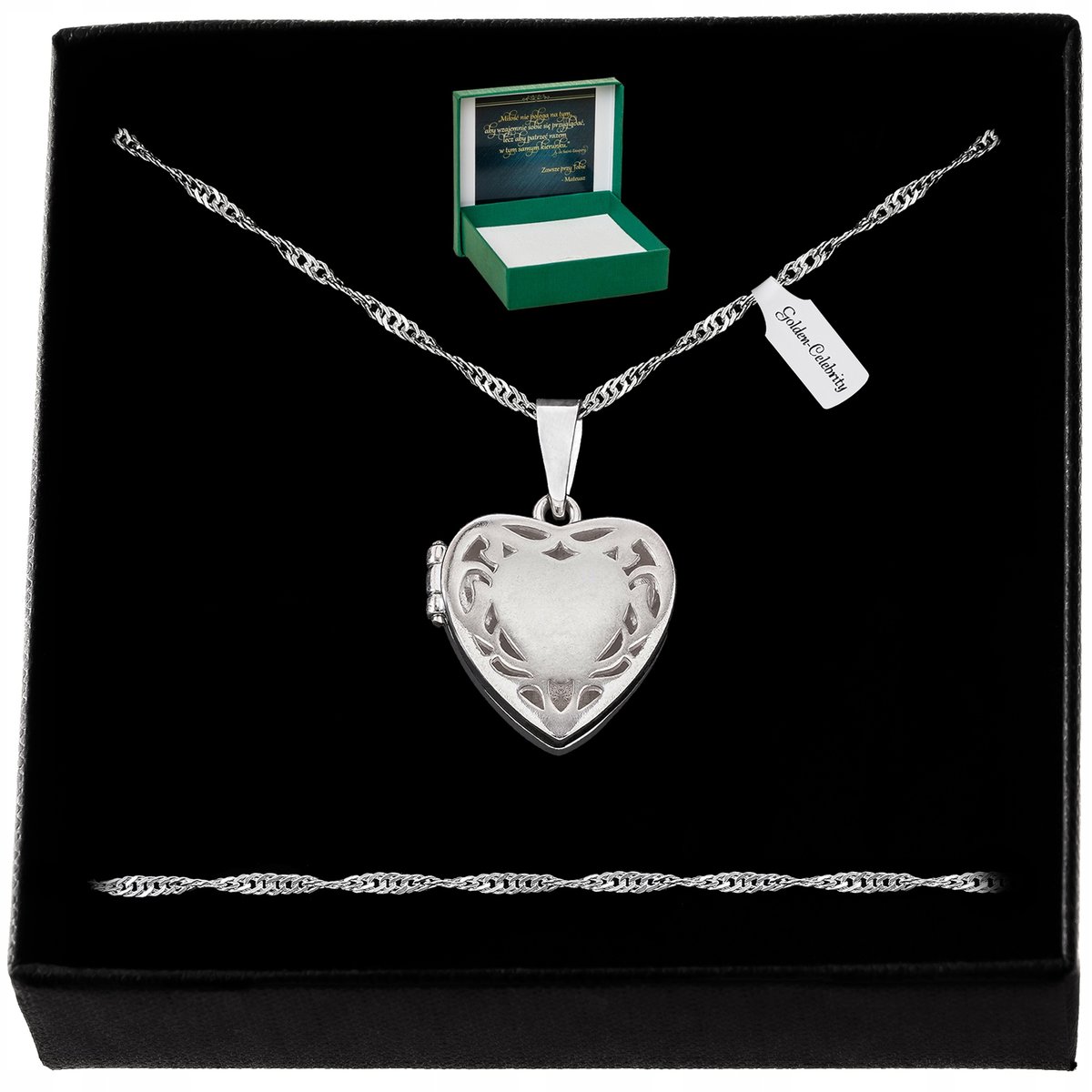 SREBRNY SEKRETNIK SERCE OTWIERANE NA ZDJĘCIE 925