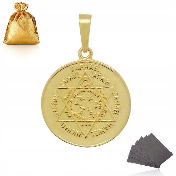 POZŁACANY MEDALIK SIEDMIU 7 ARCHANIOŁÓW SREBRRO 925 PIECZĘĆ AMULET WISIOREK