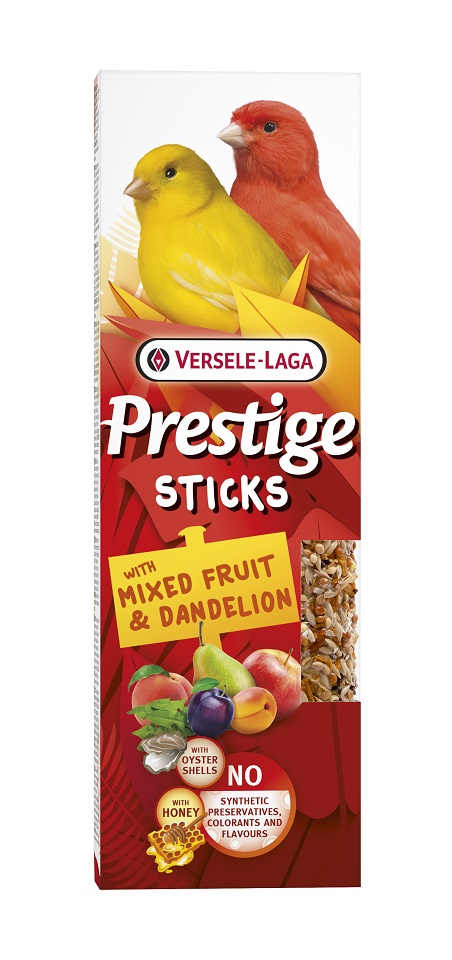 VERSELE-LAGA Prestige Sticks 2 kolby z mixem owoców i mniszkiem dla kanarków 60g
