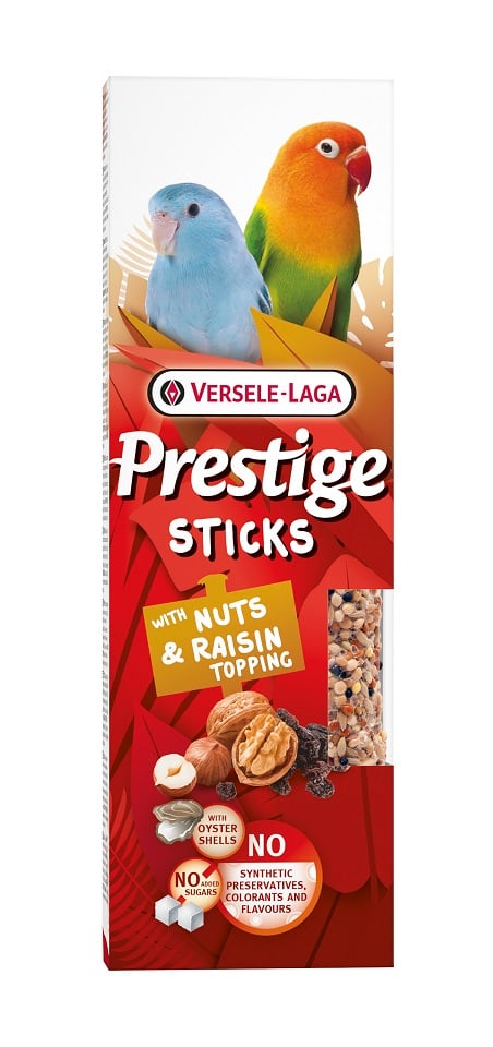 VERSELE-LAGA Prestige Sticks 2 kolby z orzechami i posypką rodzynkową dla małych papug 60g