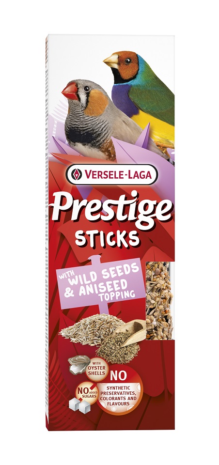 VERSELE-LAGA Prestige Sticks 2 kolby z nasionami roślin dzikich i posypką anyżową dla wróblowatych 60g