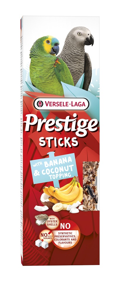 VERSELE-LAGA Prestige Sticks 2 kolby z bananem i posypką kokosową dla dużych papug 140g