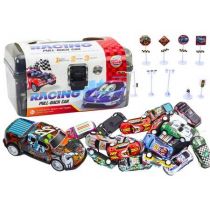 Zestaw resoraków w walizce 25szt znaki drogow auta Leantoys