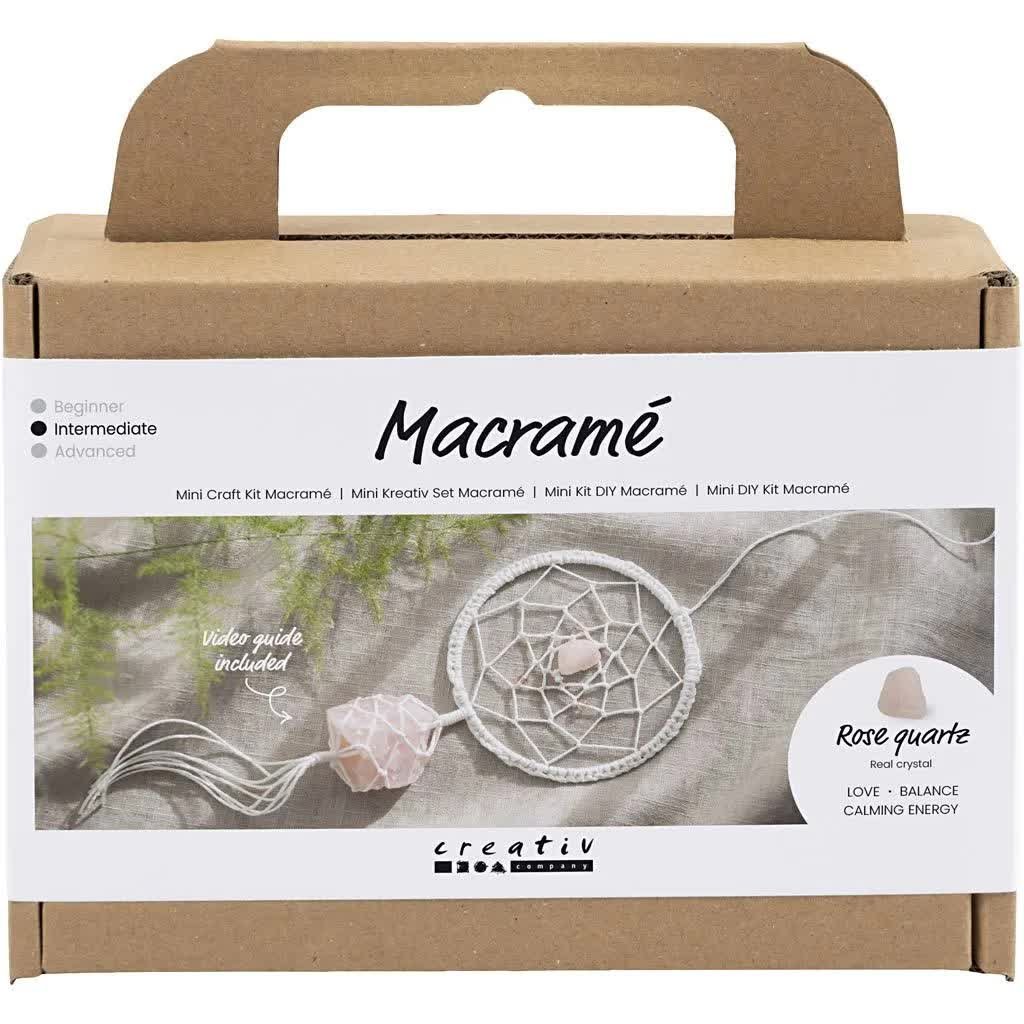 Zestaw do robienia makramy łapacz snów z naturalnym różowym kwarcem 10cm
