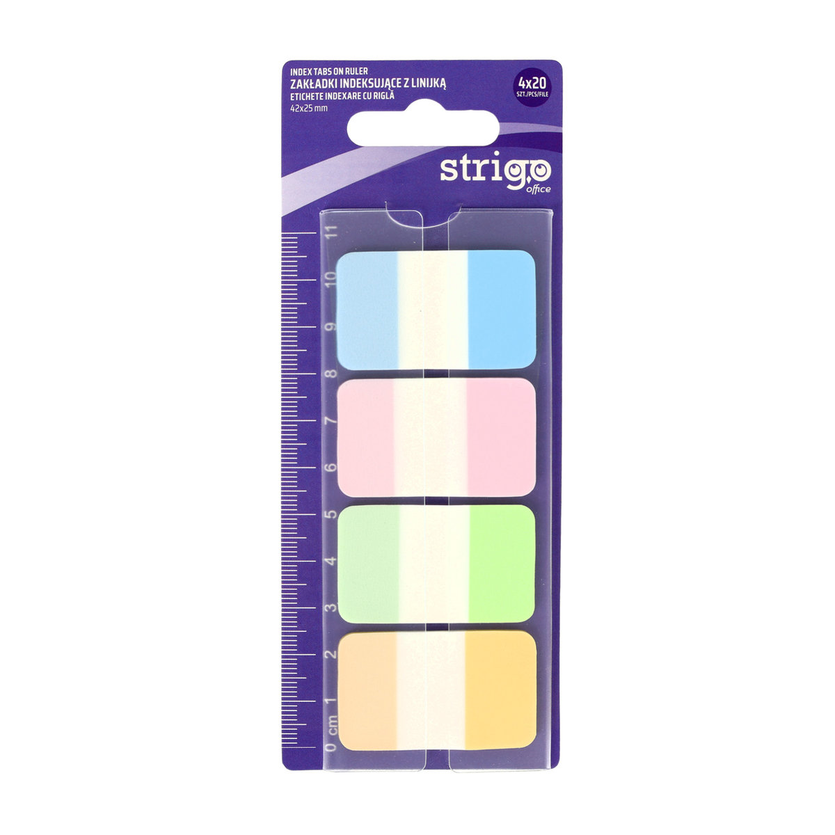 Zakładki Samoprzylepne Strigo 42x25, 4 Kolory, 80 Kartek