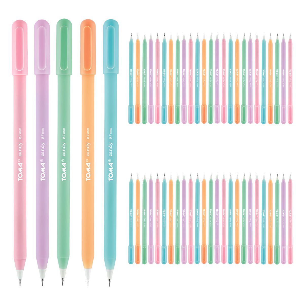 Zestaw 50 Szt. Mix Długopisów W Pastelowych Kolorach 0,7 Mm Toma Candy