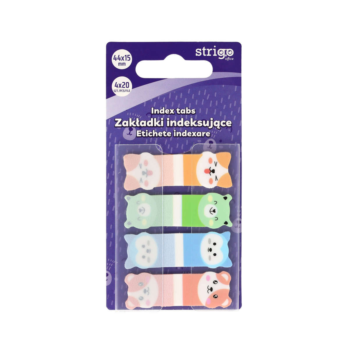 Zakładki Samoprzylepne Papierowe Strigo 44x15 Misie, 80 Kartek