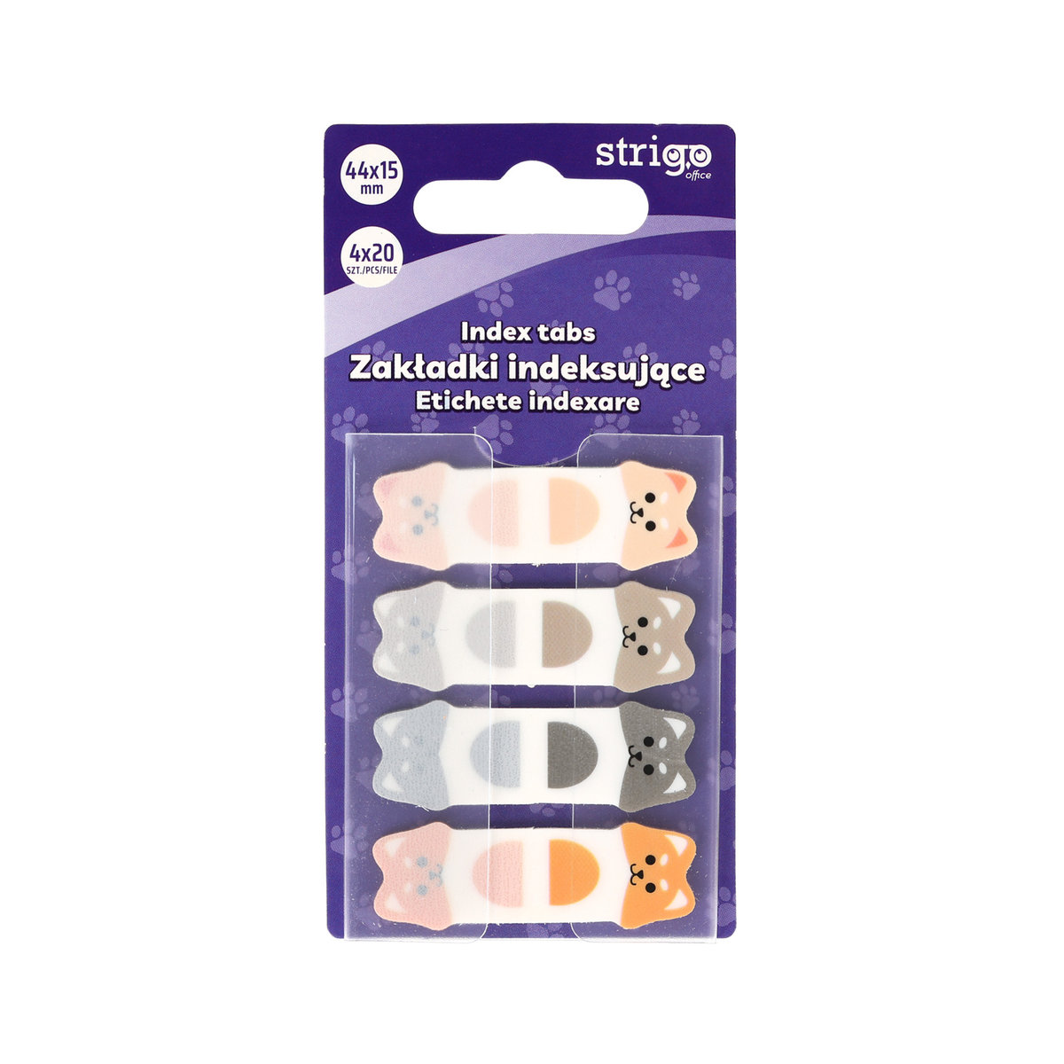 Zakładki Samoprzylepne Transparentne Strigo 44x15 Pieski, 80 Kartek