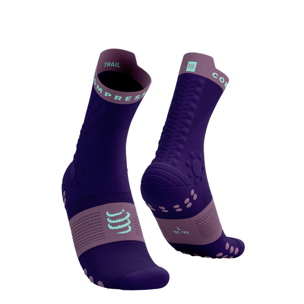 COMPRESSPORT Skarpetki do biegania trailowe PRORACING SOCKS V4 TRAIL purple/grape