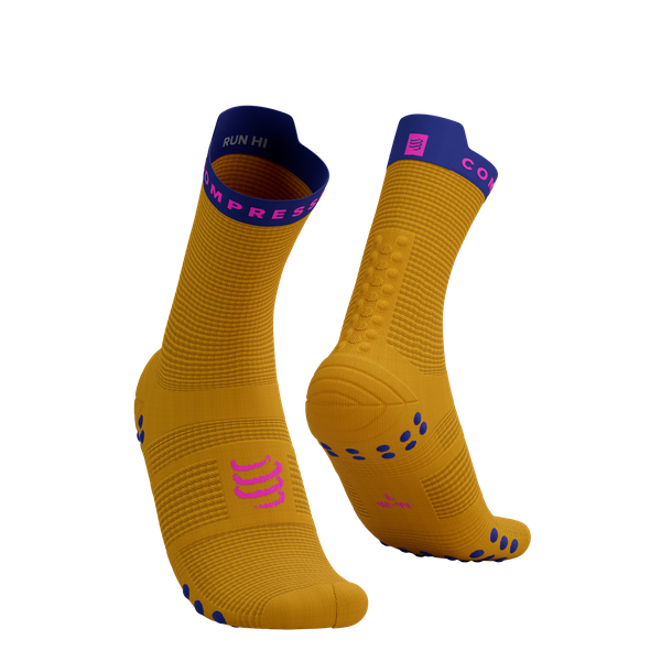 COMPRESSPORT Skarpetki do biegania wysokie PRORACING SOCKS V4 RUN HIGH saffron/dazz blue