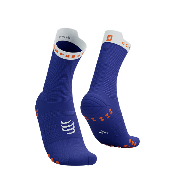 COMPRESSPORT Skarpetki do biegania wysokie PRORACING SOCKS V4 RUN HIGH dazz blue/white