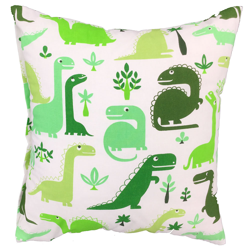 Poszewka 40x40 biała Dinozaury zielone oliwkowe