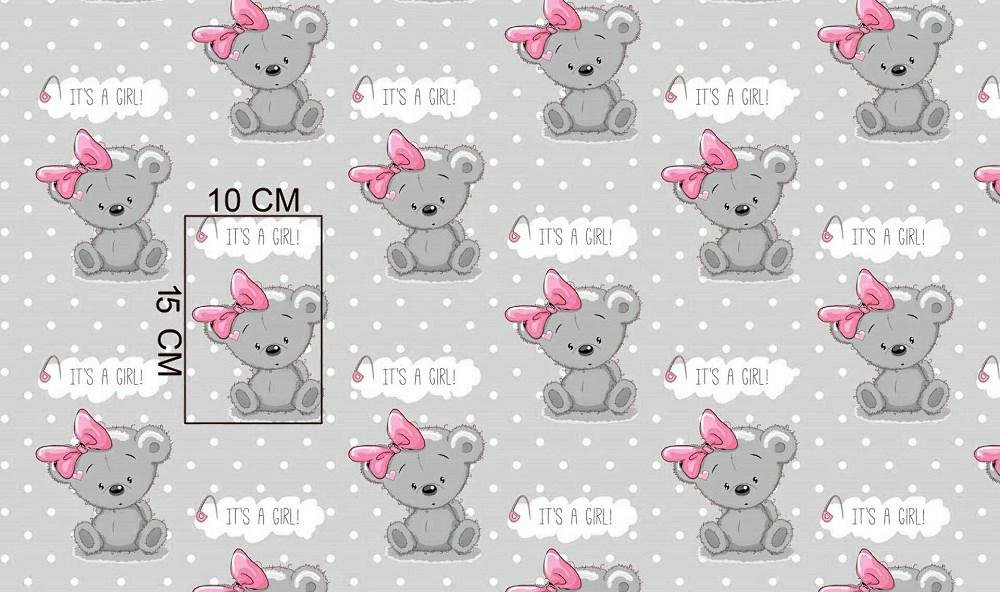 top Poszewka 40x60 misie szara różowa Kids