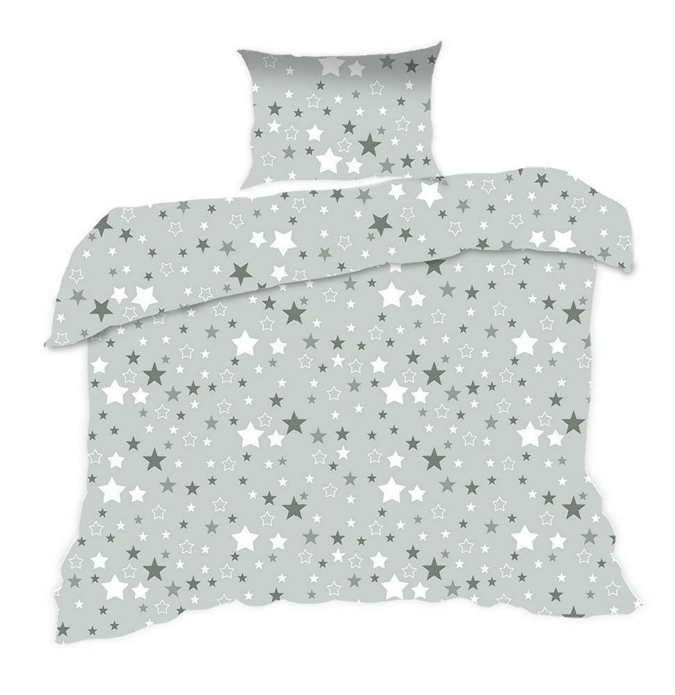 Pościel 100x135 gwiazdki szara Kids z poszewką 40x60