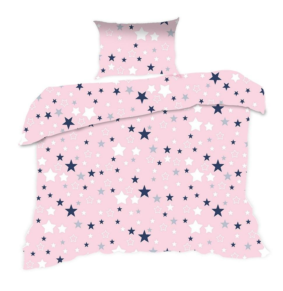 Pościel 90x120 gwiazdki różowa Kids z poszewką 40x60
