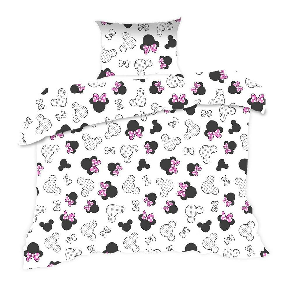 Pościel 110x140 myszka biała czarna różowe kokardki Kids z poszewką 40x60