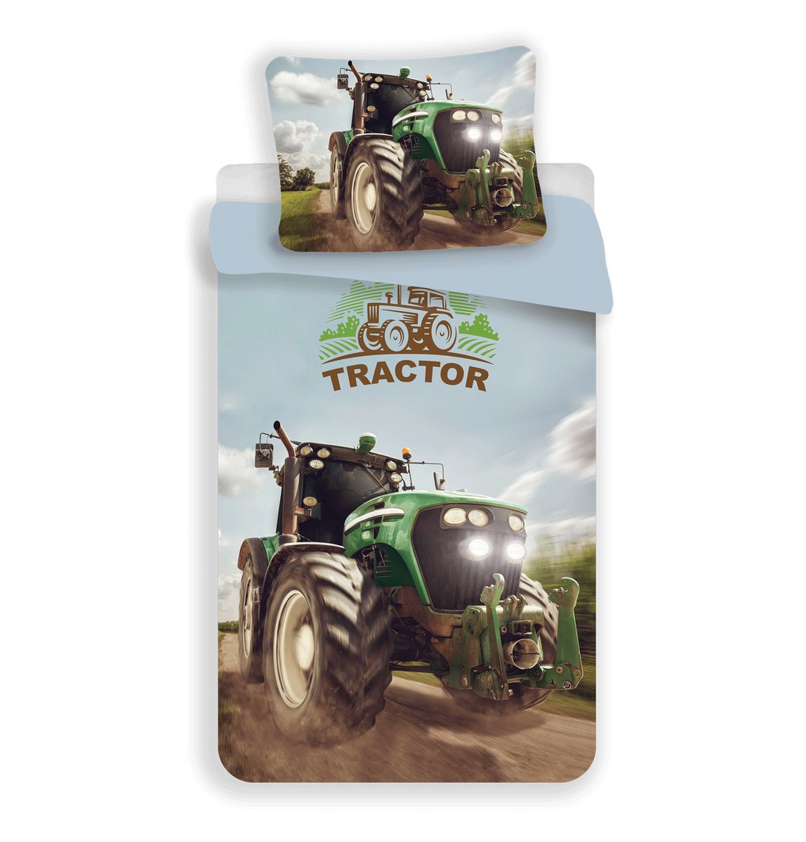 Pościel z mikrofibry 140x200 Traktor zielony poszewka 70x90