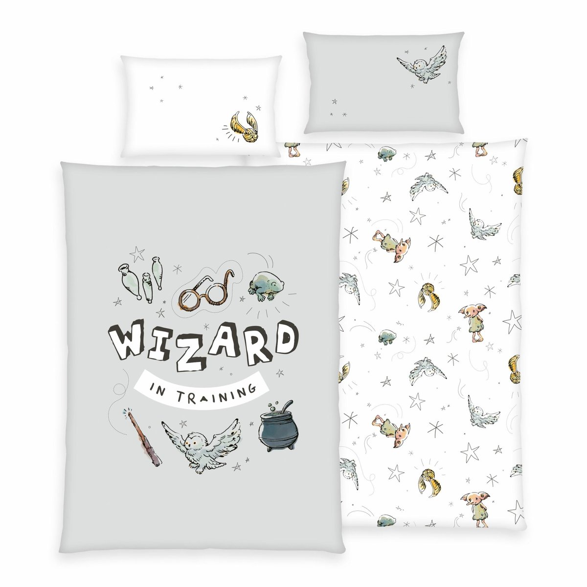 Pościel 100x135 Harry Potter szara dziecięca do łóżeczka