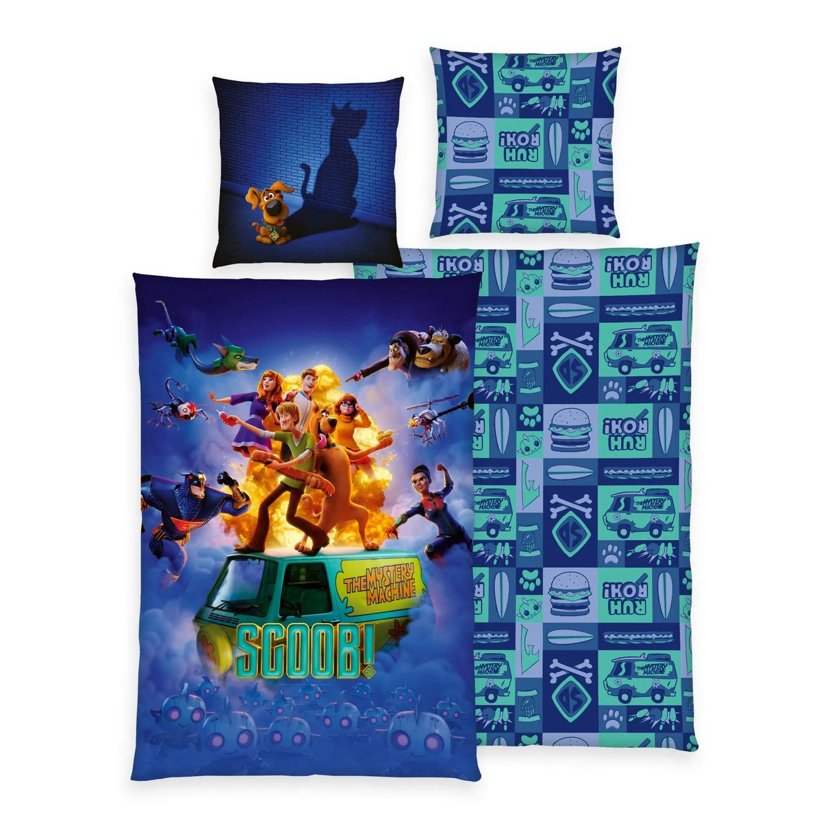 Pościel 140x200 Scooby Doo granatowa kolorowa poszewka 70x90
