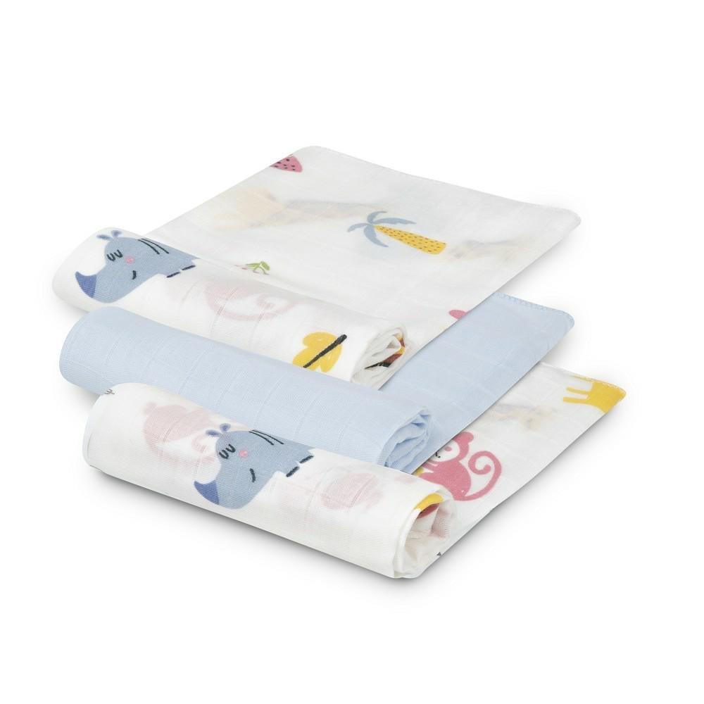 Komplet pieluch Bamboo 3 szt 55x70 Jungla niebieski