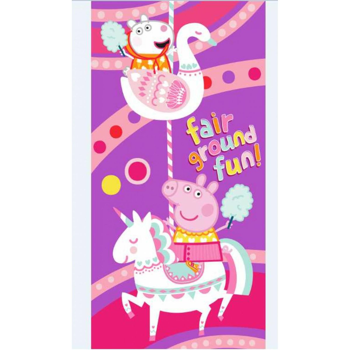 Ręcznik plażowy 70x140 Peppa jednorożec fioletowy bawełniany 320g/m2