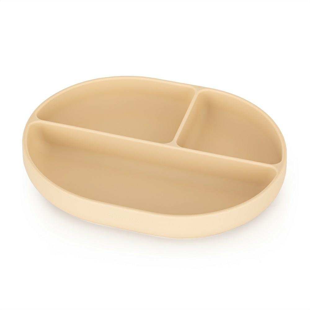 Talerzyk silikonowy z przegródkami owalny beżowy 6m+ PETITE&MARS