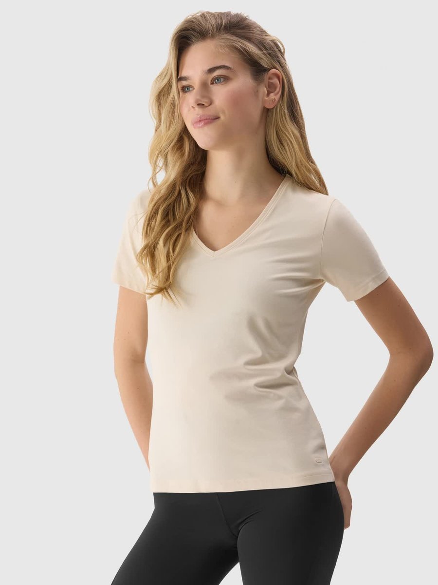 T-shirt gładki z bawełną organiczną damski 4F