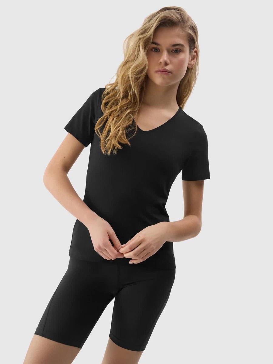 T-shirt gładki z bawełną organiczną damski 4F