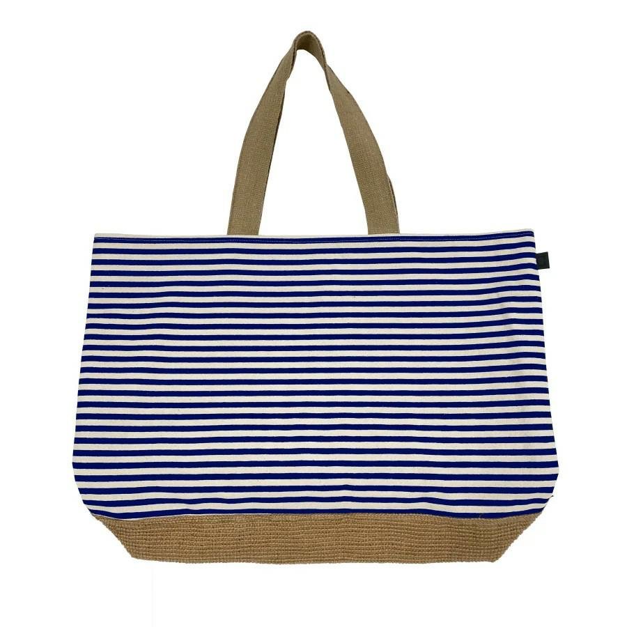 Torba plażowa Canvas Beach Bag 40x55 biała granatowa 100% bawełna Cawoe