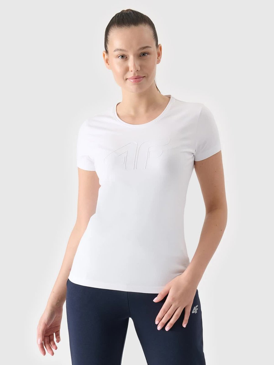 T-shirt elastyczny slim gładki damski 4F