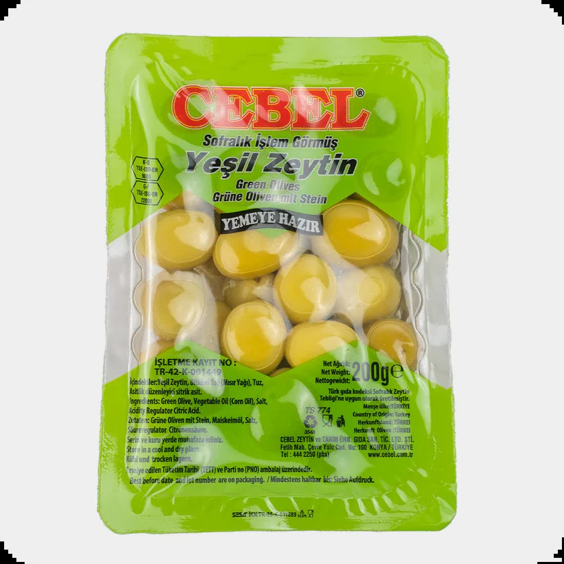 Turecki Oliwki zielone koktajlowe z pestką 200g Cebel