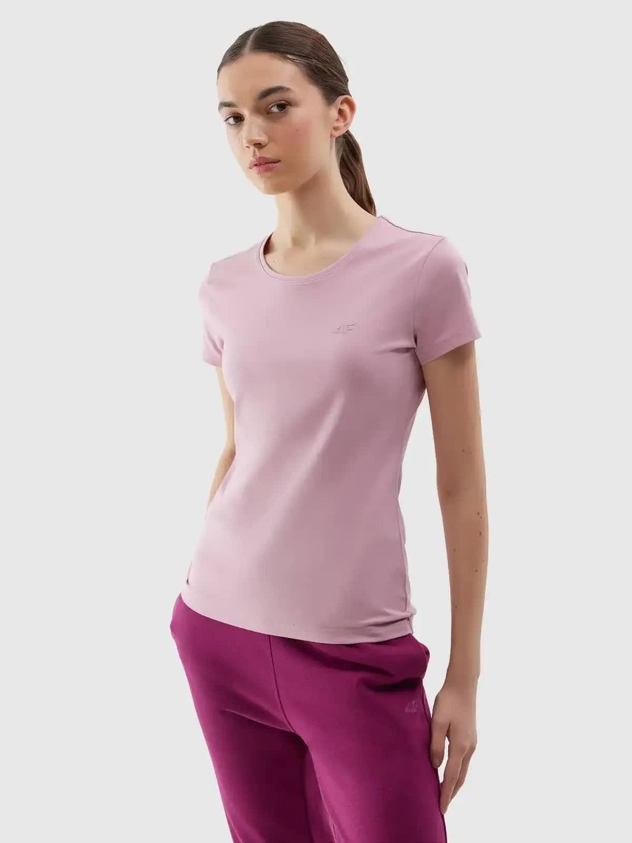 T-shirt elastyczny slim gładki damski 4F