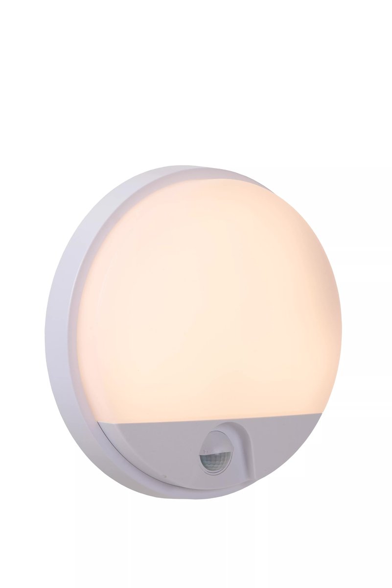 Kinkiet zewnętrzny biały z czujnikiem ruchu wbudowany LED 10W HUPS Lucide