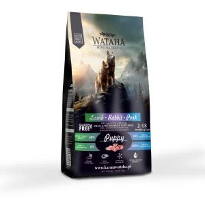 WATAHA HYPOALLERGENIC PUPPY DOGS DLA MAŁYCH I ŚREDNICH RAS O SMAKU JAGNIĘCINY, WIEPRZOWINY I KRÓLIKA 500g