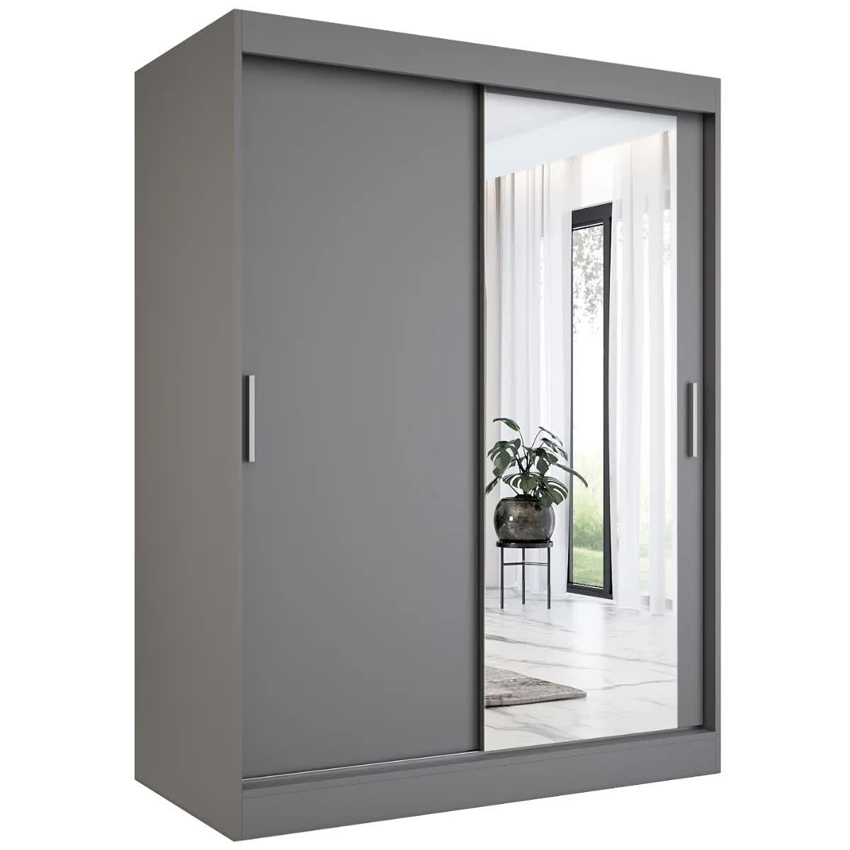 Szafa przesuwna MODUO COMFORT 150 antracyt z lustrem po prawej